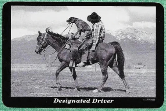 'Designated Driver' Horse Dog Cowboy Playing Cards
