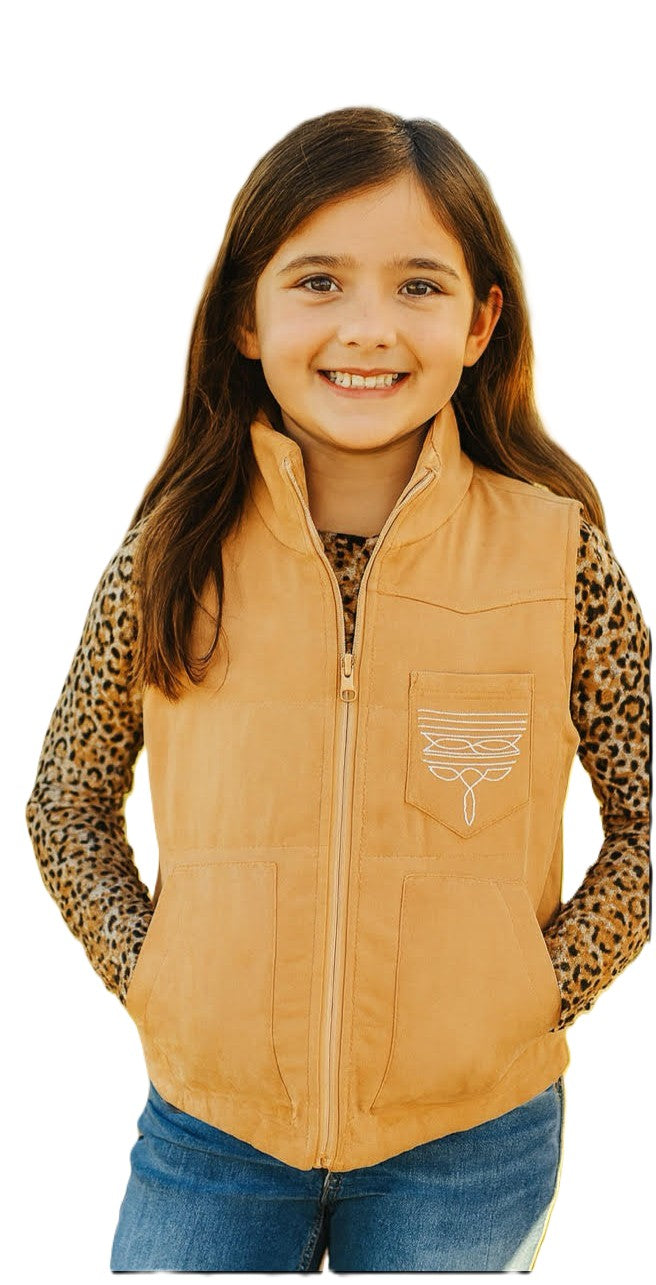 Lucky and Blessed Girls Puffer Booth Stitch Vest
