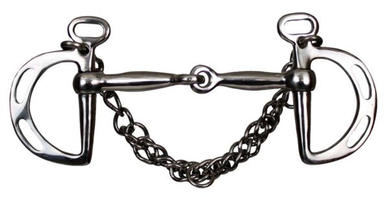 5" Showman Stainless Steel Snaffle Mouth Slotted Kimberwick Mouth Bit