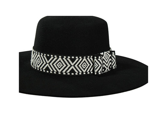 Black & White Aztec Design 1 1/2" Hat Band