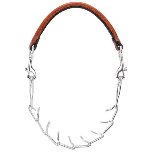 Leather and Prong Chain Goat Collar 24"