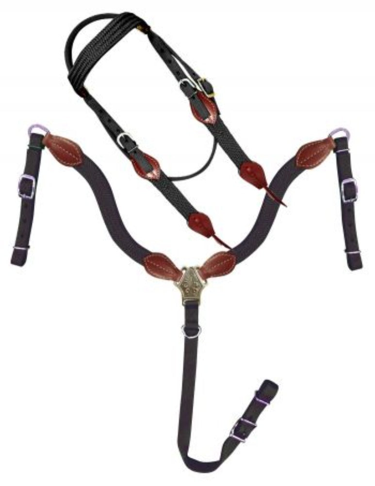 Flat Braid Nylon Bridle and Breast Collar Set