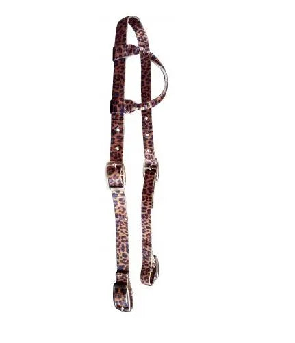 Adjustable Nylon Cheetah Print One Ear Headstall w/ Nickel plated buckles