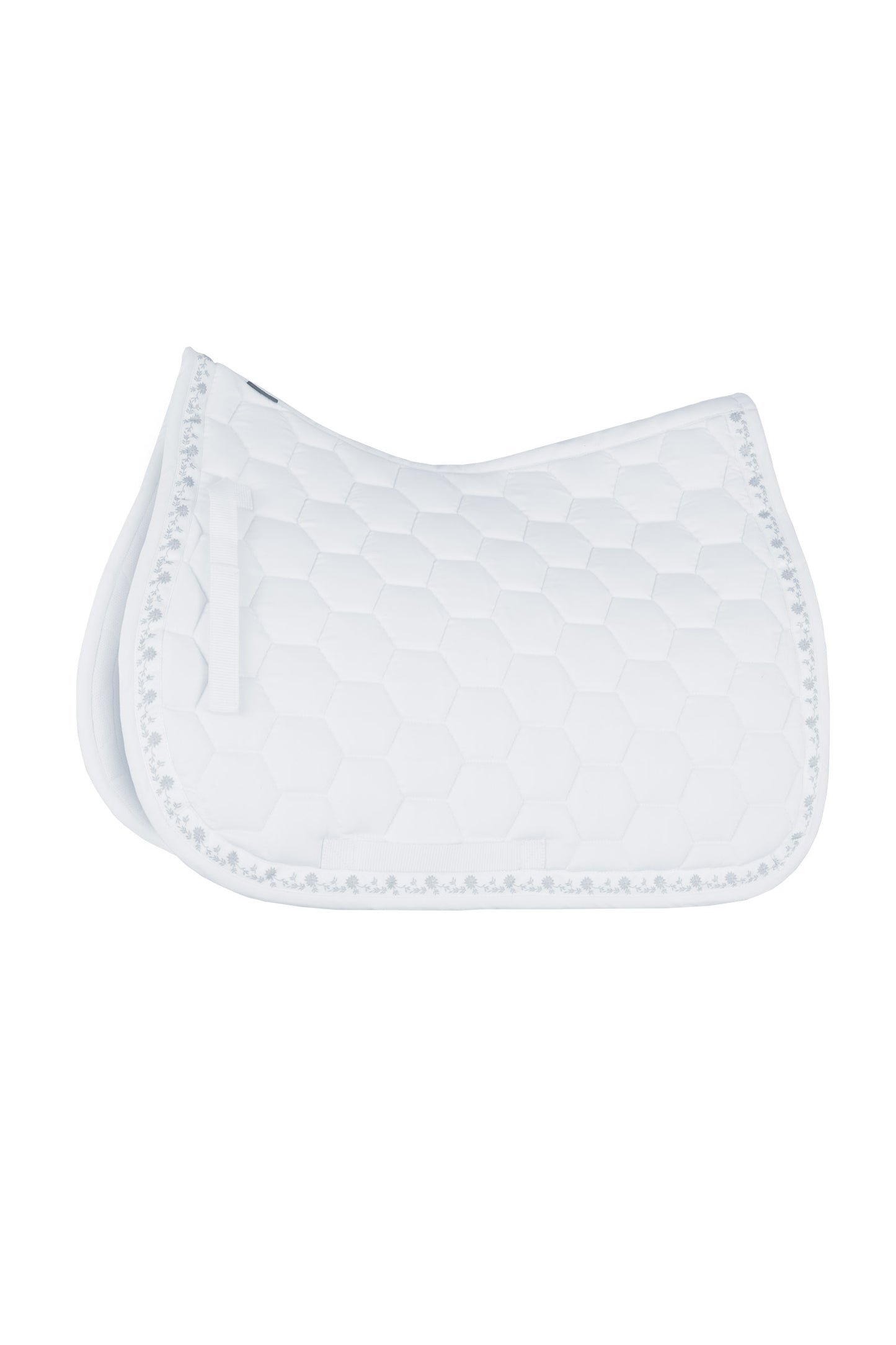 Horze Pony/Horse White Kaitlin All Purpose Saddle Pad w/ Flower Print Piping