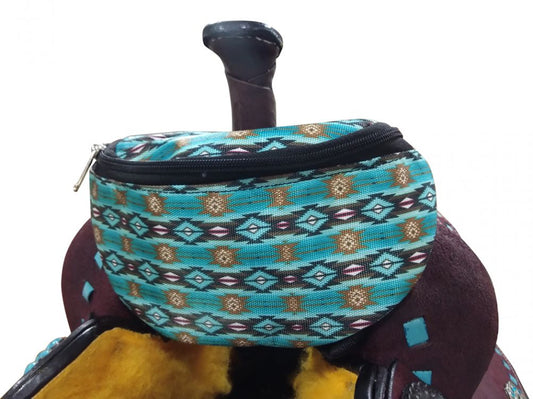 TEAL SOUTHWEST DESIGN NYLON SADDLE POUCH Horse riding