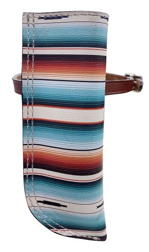 9" tall x 3" wide Teal white orange SERAPE PRINT FLAG CARRIER HOLDER