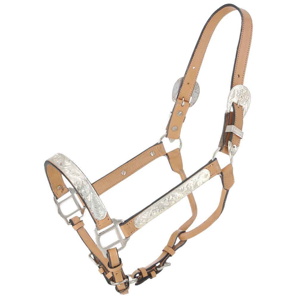 Light Leather Silver Show Halter w/ Lead
