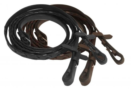 X Long 60" Laced Leather English Reins w/ Sewn rein stoppers