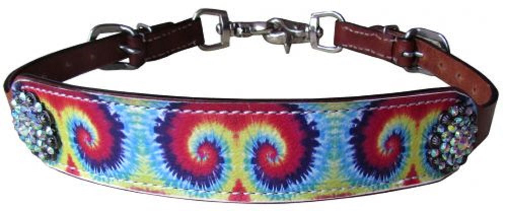 Tie Dye Print Leather Wither Strap