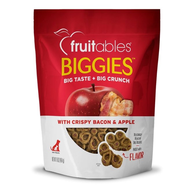 Fruitables Biggies Dog Treats Bacon Apple 16 oz