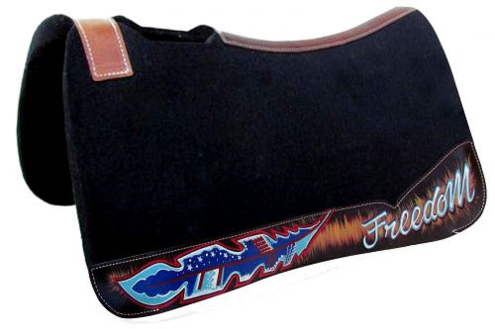 31" x 32" 'Freedom' Black Felt Saddle Pad