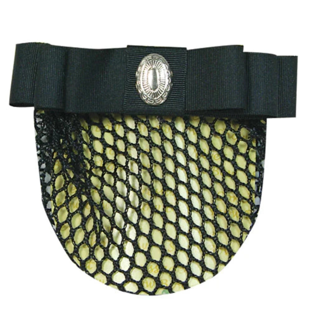 Ribbon Show Bow Hair Net with 1" Nickle Plated Concho