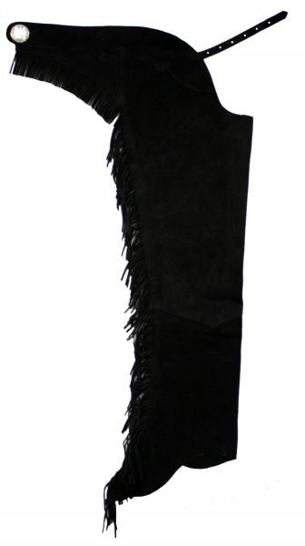 Black Suede Leather Chaps w/ Fringe