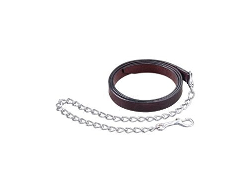 1" Dark Oil Leather Lead Line w/ 30" Nickel Plated Chain