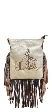 Klassy Cowgirl Leather Crossbody Bag w/ Cowhide Barrel racer