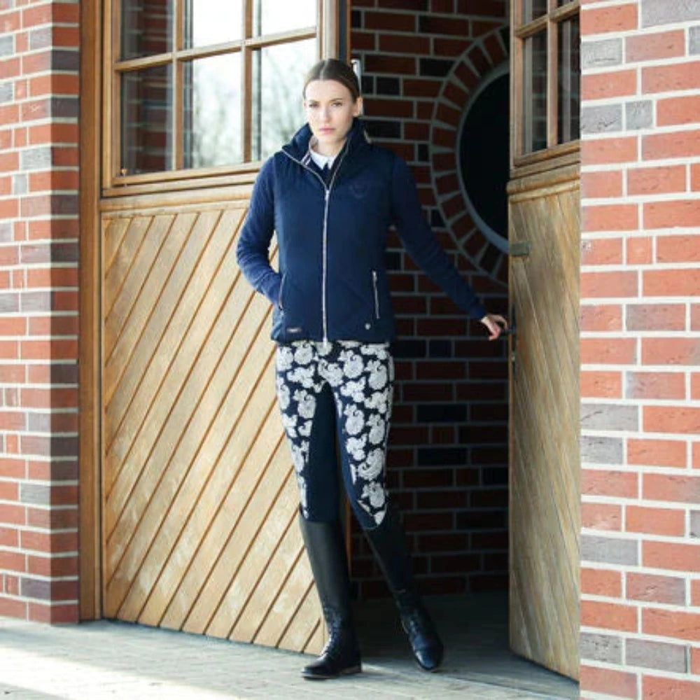 Horze Women's Blue Paisley Full Seat Riding Midrise English Breeches