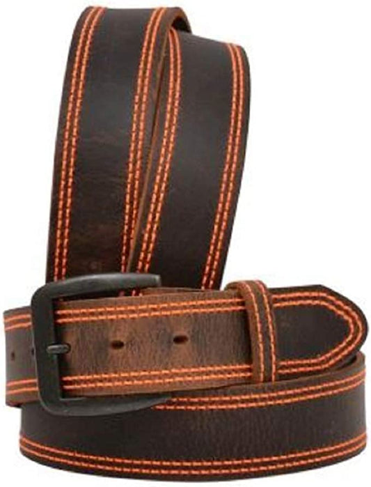 Men's Leather Belt w/ Orange Stitching