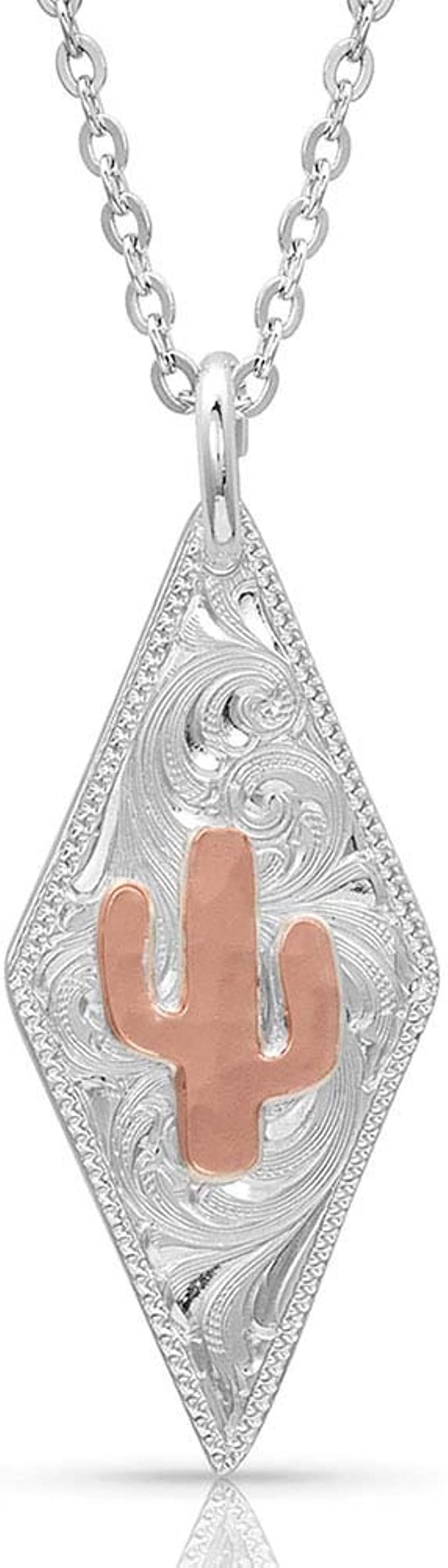 Montana Silversmiths TWO TONE CACTUS NECKLACE w/ diamond pendant