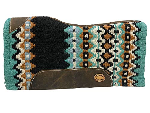 Klassy Cowgirl 28" x 30" turquoise black SADDLE PAD w/ memory felt bottom