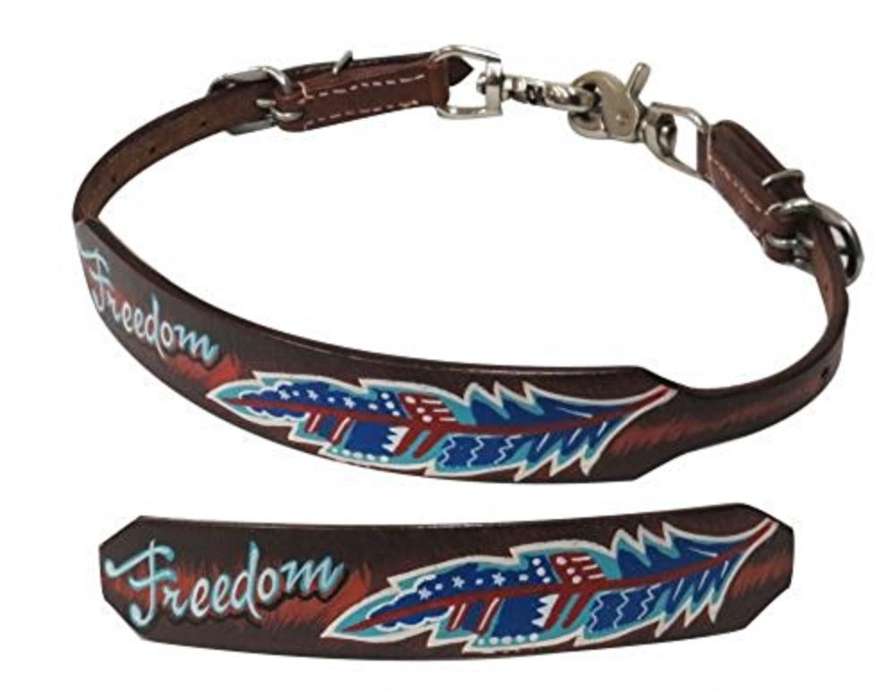 Painted " Freedom" Feather Wither Strap