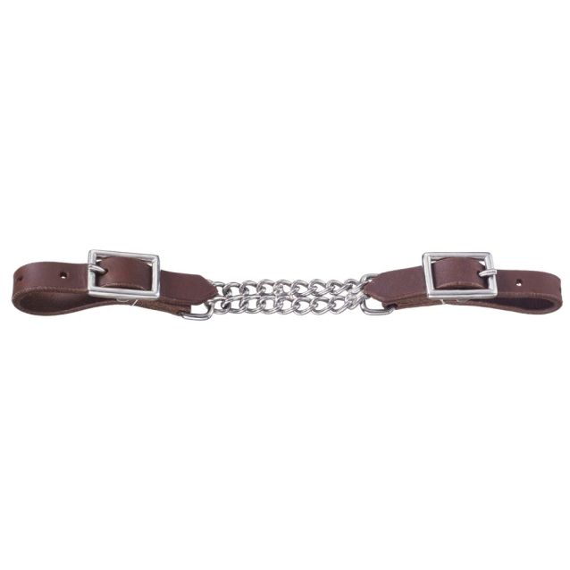 Tough 1 Harness Leather Double Chain Curb Strap