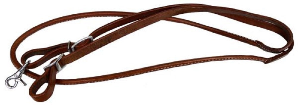 7' Leather Rolled Middle Roping Reins, Lt or Med