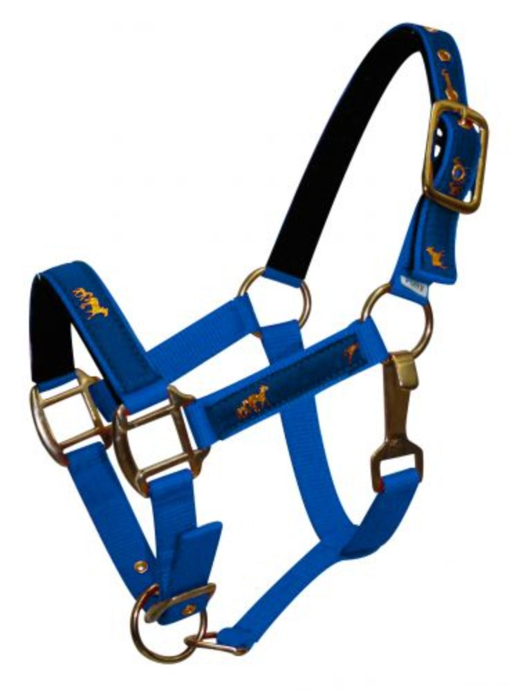 Nylon Pony Halter with Gold Horse Emblem