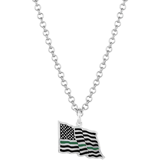 Montana Silversmiths American Flag Necklace w/ Color line