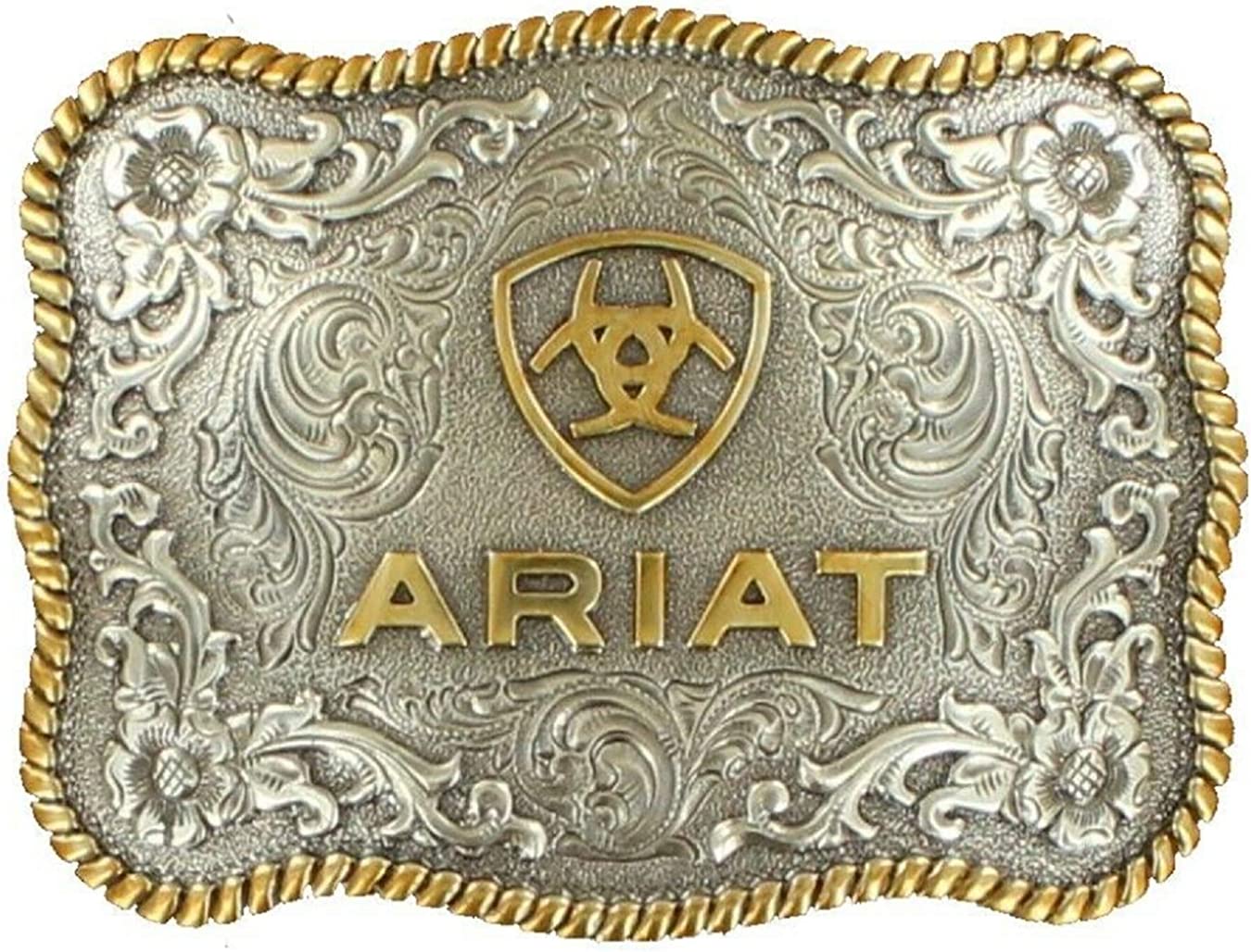 Antique Silver & Gold Ariat Raised Logo Belt Buckle