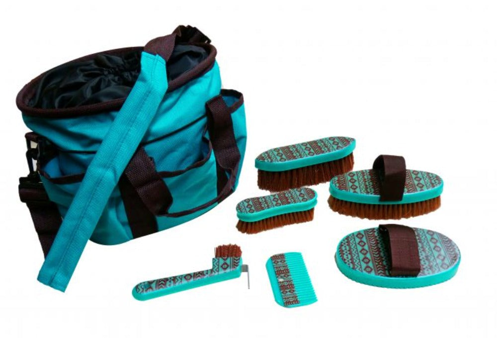 Showman 6 Piece Navajo Print Grooming Kit With Nylon Cordura Carrying Bag