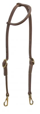 Oiled Harness Leather Sliding One Ear Headstall w/ Quick change snaps