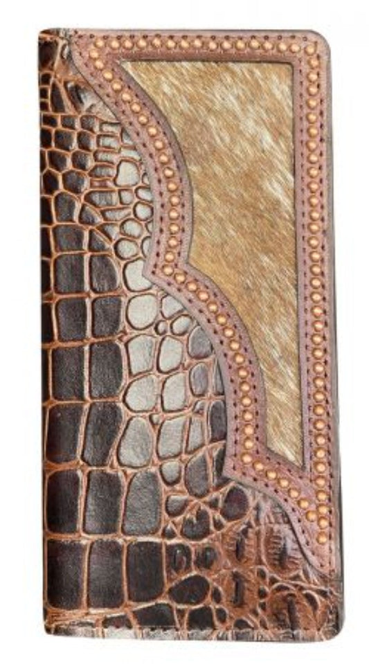 Brown HAIR-ON COWHIDE RODEO STYLE WALLET