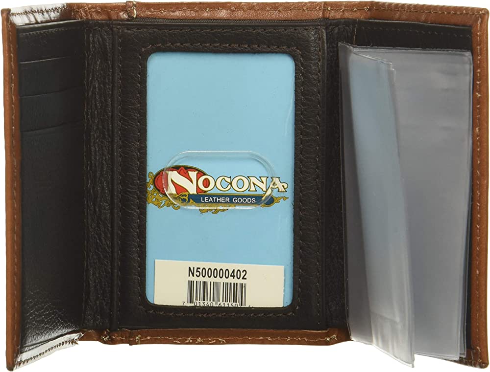 Nocona Basket Stamp Circle Concho Buckstitch Tri-fold Wallet