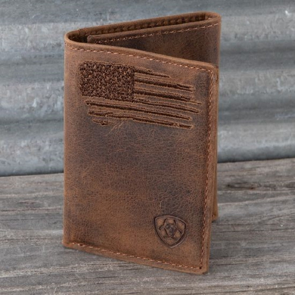Ariat Tri-Fold Embossed Flag Wallet