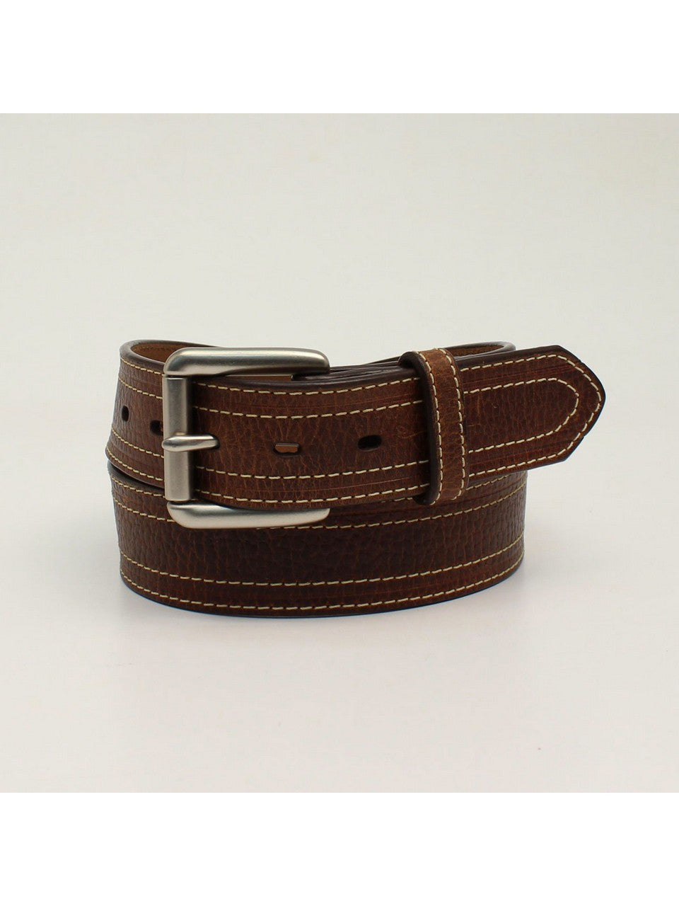 Ariat Double-Stitched Brown Leather Belt