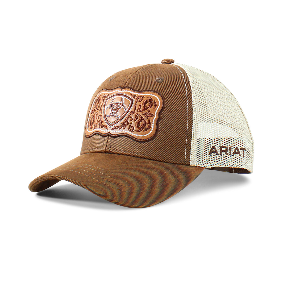 Ariat Women's Faux Floral Logo Brown Snap Back Hat