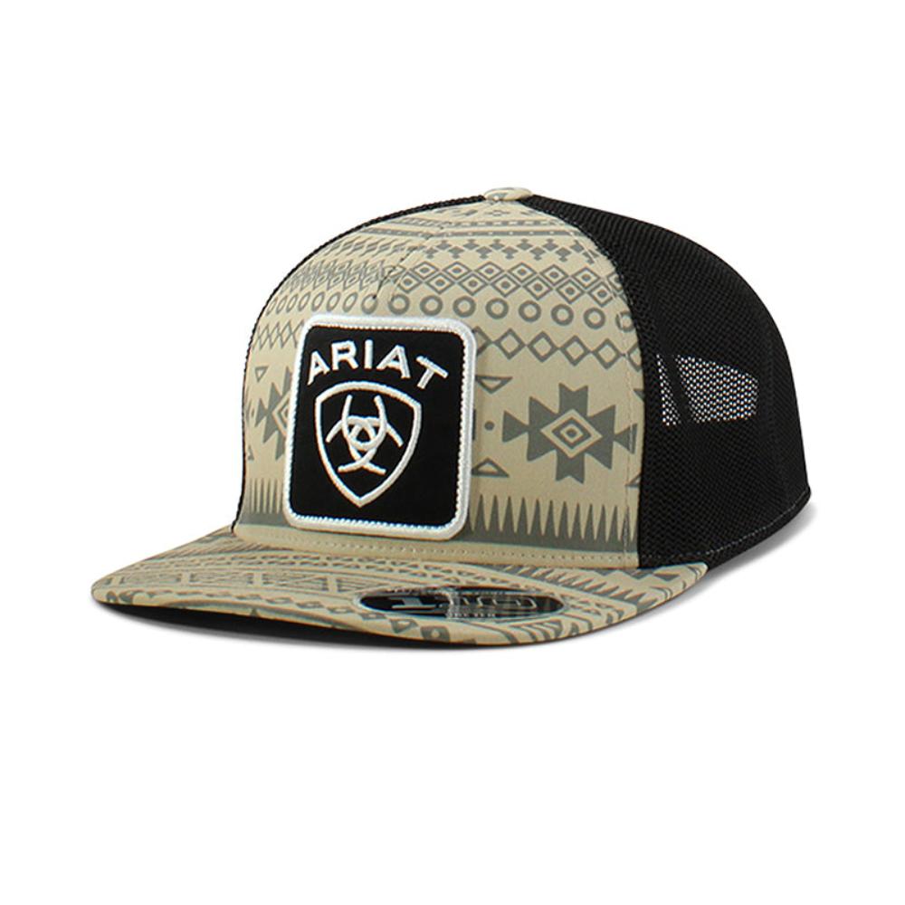 Ariat Snap Back Tan Hat With Patch Logo
