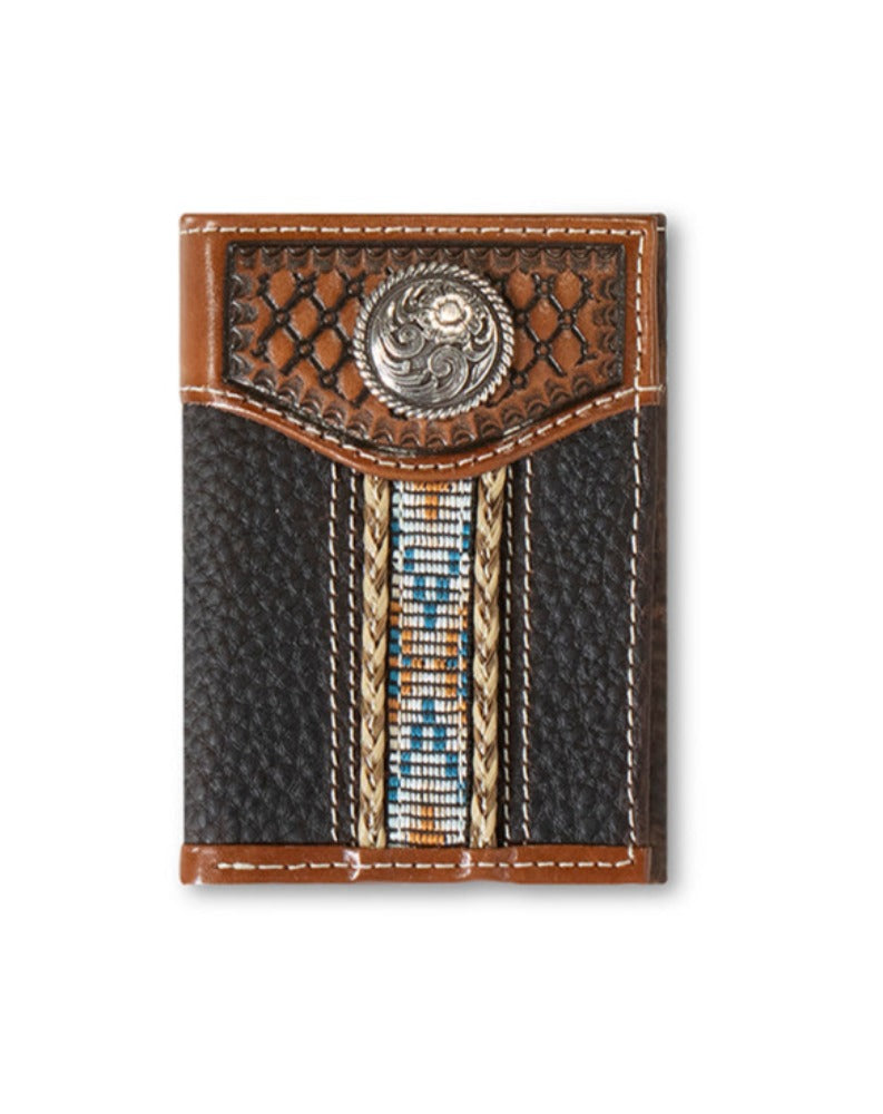 Ariat Southwestern Brown Woven Trifold Wallet
