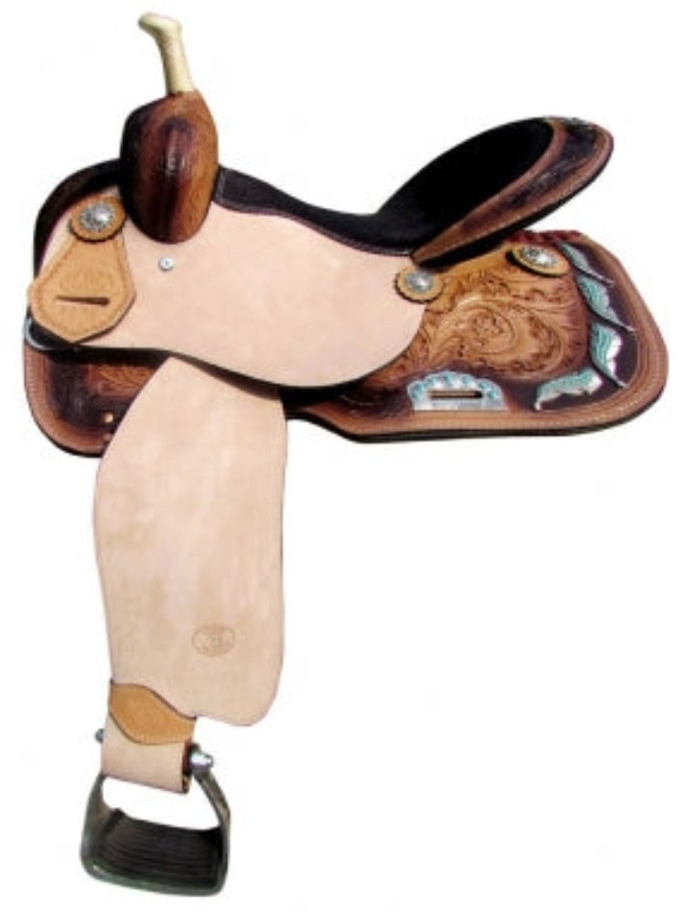 Circle S 14" Barrel Saddle w/ Feather Concho Design