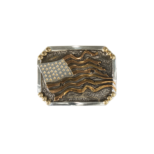 Crumrine Rectangle American Flag Belt Buckle