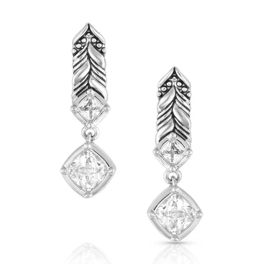 Montana Silversmiths Women's Silver 'SPARKLING WHEAT' CRYASTAL EARRINGS