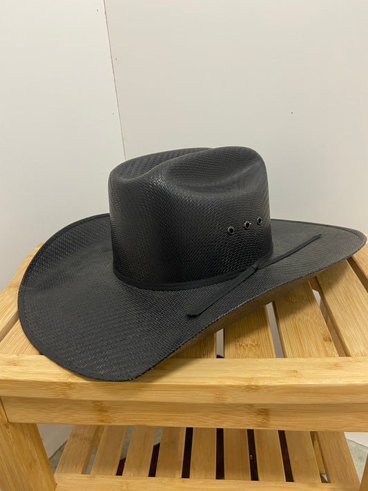 Adult size Black Twister Straw Western Cowboy Hat w/ Black hatband