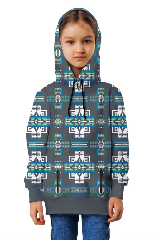 Kids Aztec Hoodie With Sherpa Lining