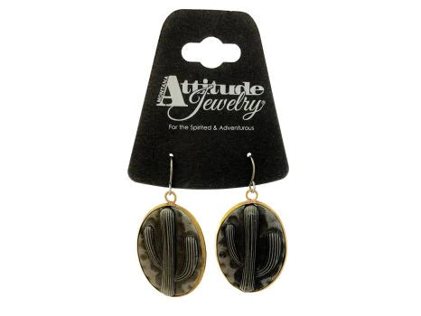 Attitude By Montana Silversmith Set Of Black Cactus On Silver Disk Earrings