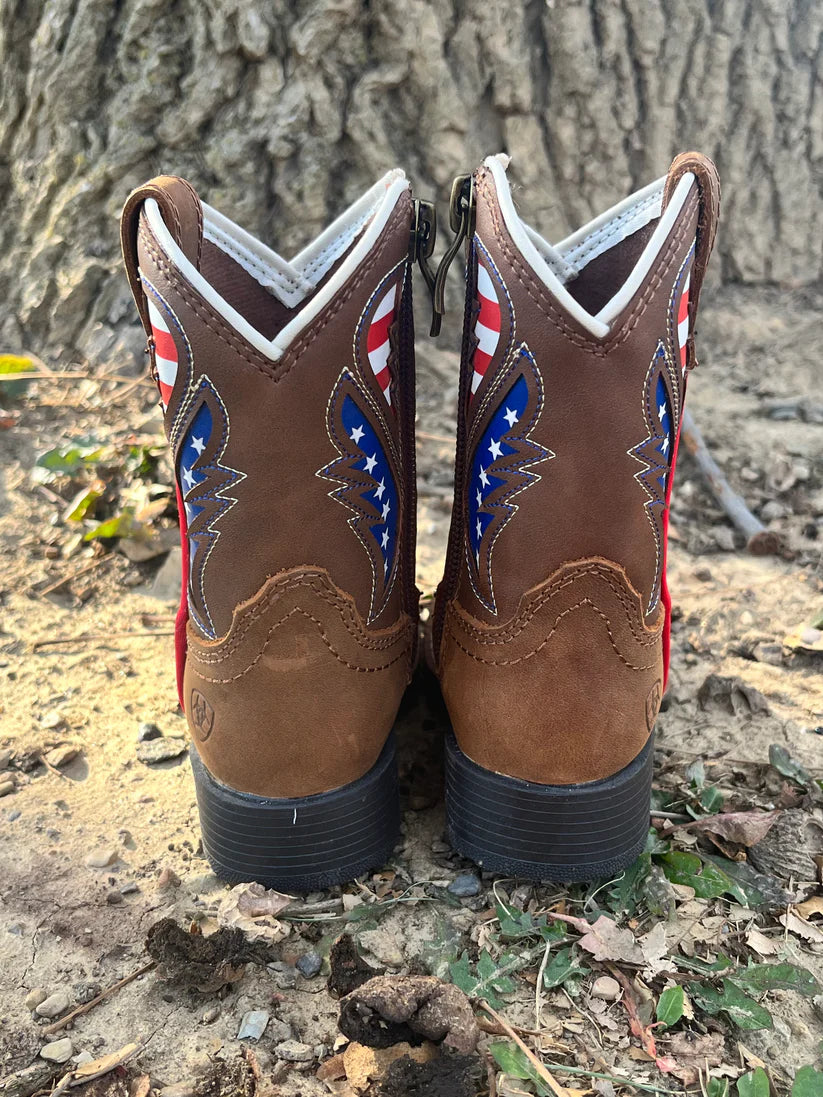 Ariat Toddler 'GEORGE' LIL' STOMPERS COWBOY BOOTS w/ USA Flag color