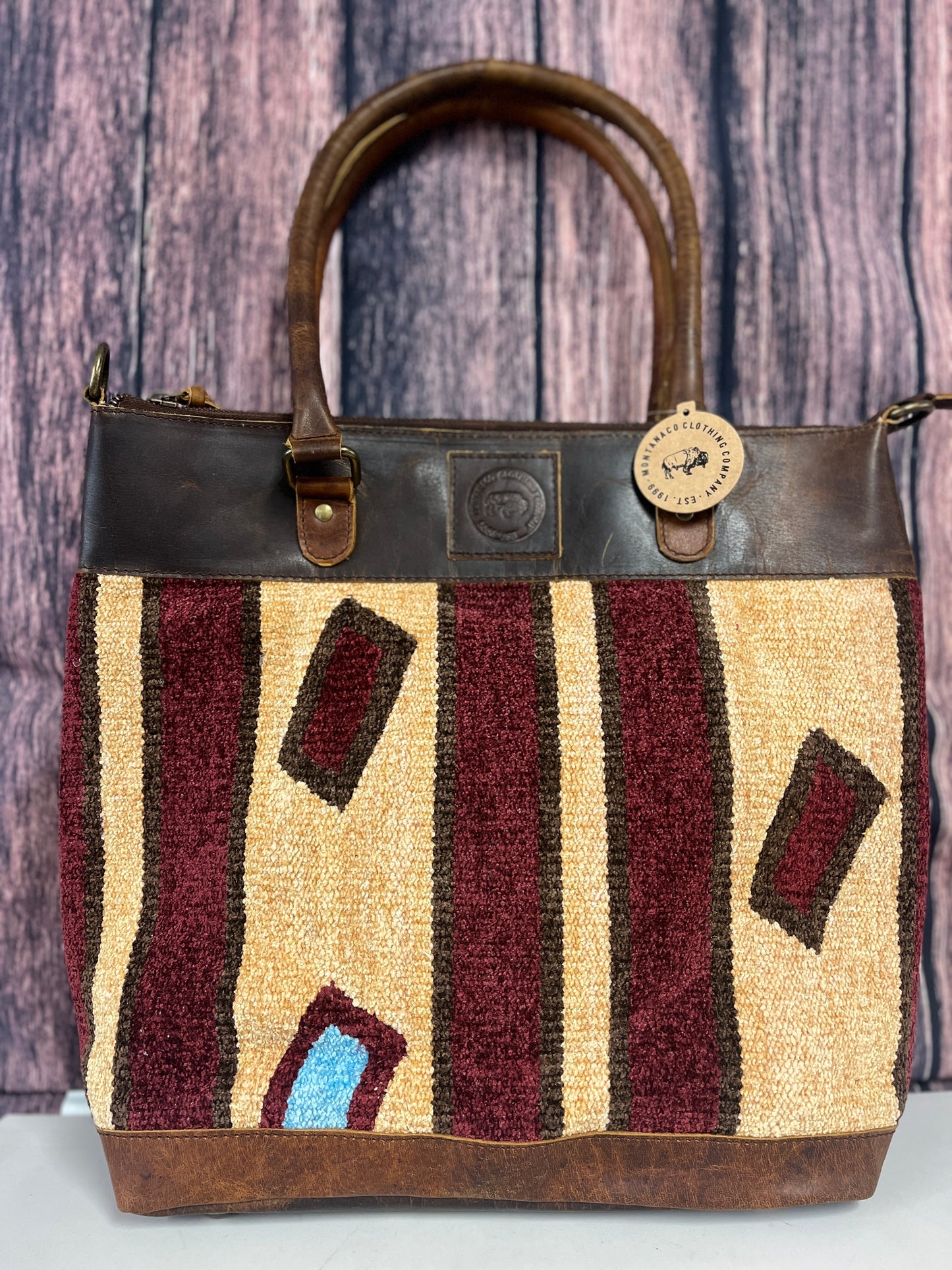 Aztec Print Fabric & Leather Conceal Carry Purse