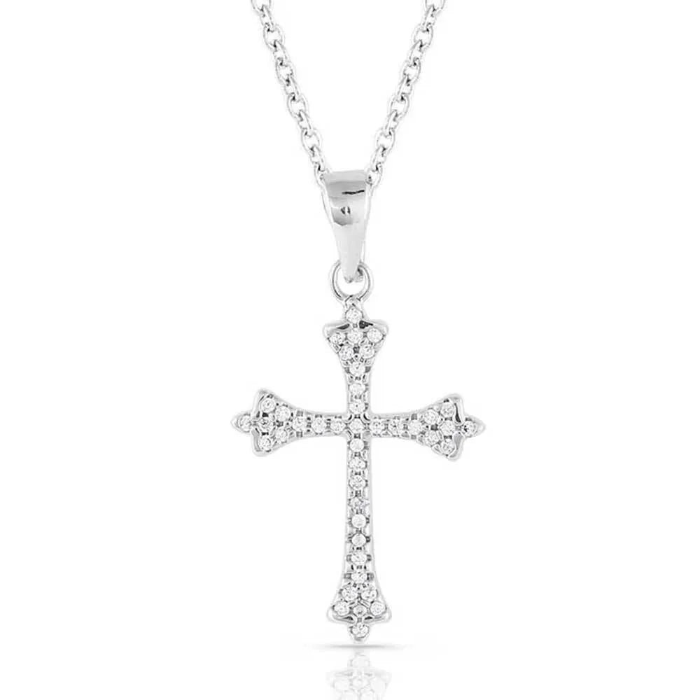 Montana Silversmiths Women's ETHEREAL CRYSTAL CROSS NECKLACE w/ 19" Chain