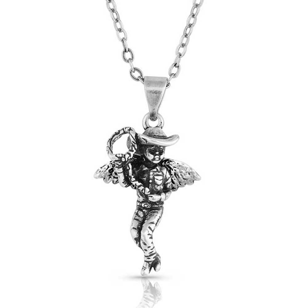 Montana Silversmiths Silver-toned COWBOY ANGEL NECKLACE w/ 19 inch chain