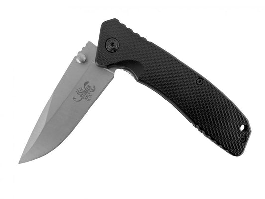 8" Spring Assist Folding Knife w/ Black textured handle