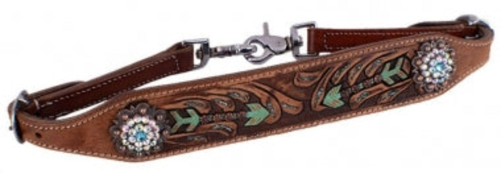 Hand Painted Turquoise & Brown Arrow Wither Strap